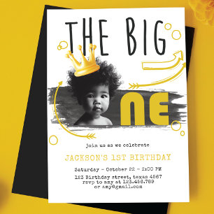 BIG ONE First Birthday Photo Invitation