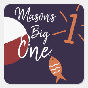 Big One Fishing 1st Birthday Square Sticker
