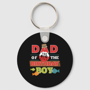Big One Fishing Theme Dad Of The Birthday Boy Shir Key Ring