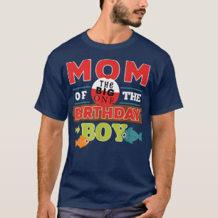 Big One Fishing Theme Mum of the Birthday Boy Prem T-Shirt