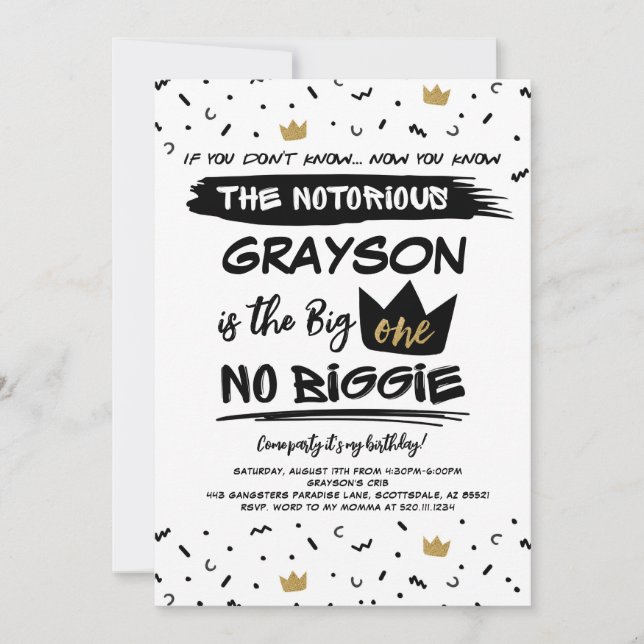 BIG One Notorious First Birthday Invitation (Front)