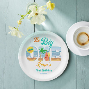 Big One surfing beach summer birthday tableware Paper Plate