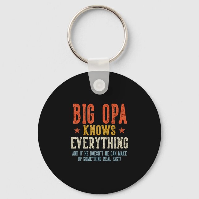 Big opa knows everything father's day retro key ring (Front)