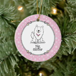 Big or Little Sister American Eskimo Dog - Eskie Ceramic Ornament