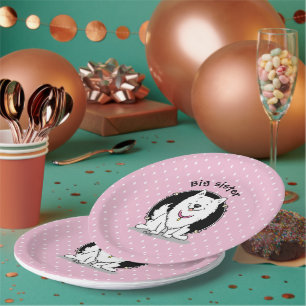 Big or Little Sister American Eskimo Dog - Eskie D Paper Plate