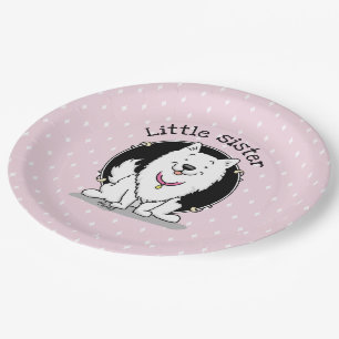 Big or Little Sister American Eskimo Dog - Eskie Paper Plate