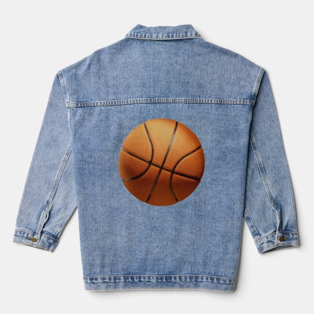 Big Orange Basketball, Ladies Denim Jacket (Back)