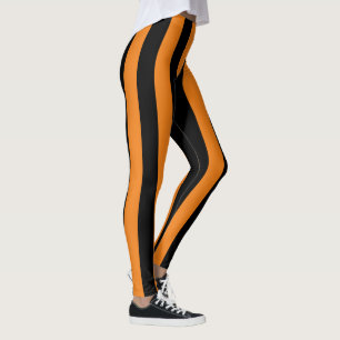 Big Orange Black Stripes Halloween Leggings