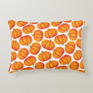 Big orange pumpkin. Simple print with watercolor i Decorative Cushion