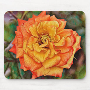 Big Orange Rose Art Mouse Pad