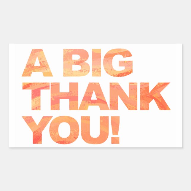 Big Orange Thank You Rectangular Sticker (Front)