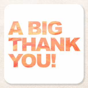 Big Orange Thank You Square Paper Coaster