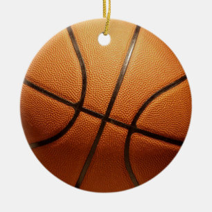 Big Orange Traditional Basketball, Ceramic Ornament