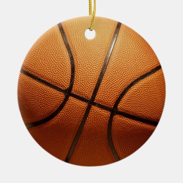 Big Orange Traditional Basketball, Ceramic Ornament (Front)
