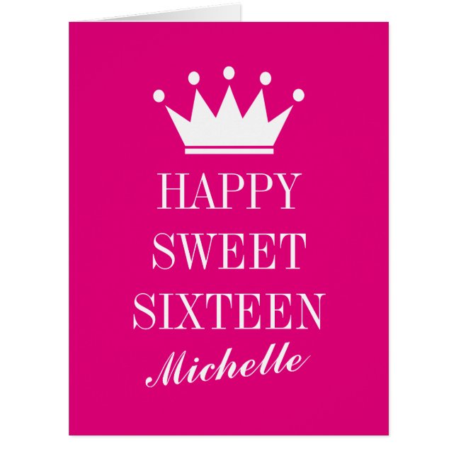 Big oversized Sweet 16 Birthday card with crown (Front)