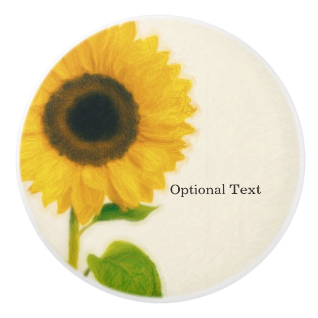 Big Painted Sunflower Rustic Country Chic Custom Ceramic Knob (Front)