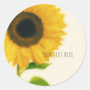 Big Painted Sunflower Rustic Country Chic Favour Classic Round Sticker