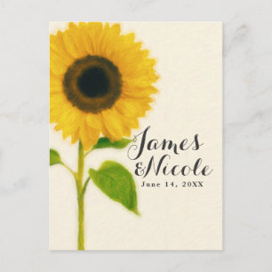 Big Painted Sunflower Rustic Country Save the Date Announcement Postcard