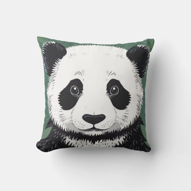 Big Panda Face Aesthetic Pillow (Front)