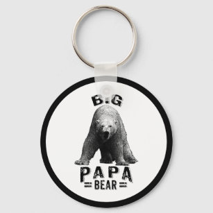 Big Papa Bear Black Text & Polar Bear Key Ring