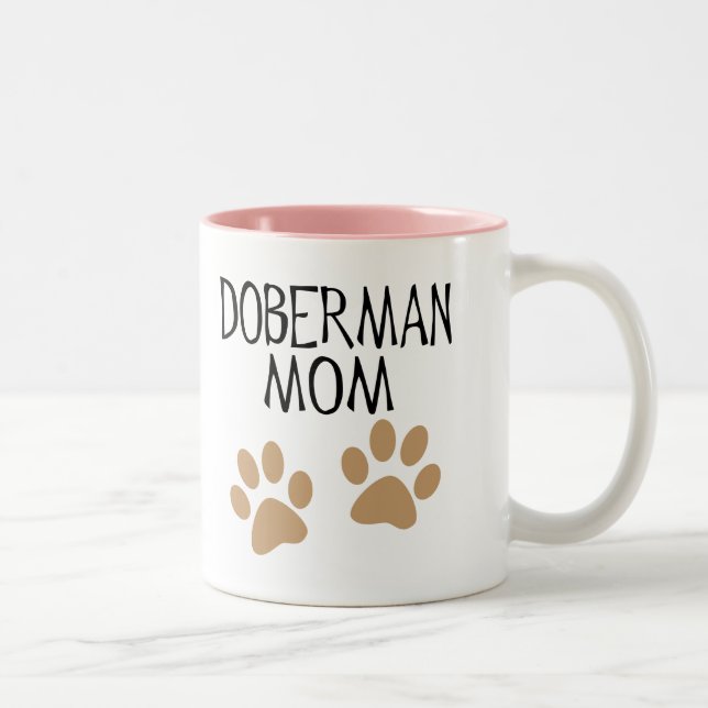 Big Paws Doberman Mum Two-Tone Coffee Mug (Right)