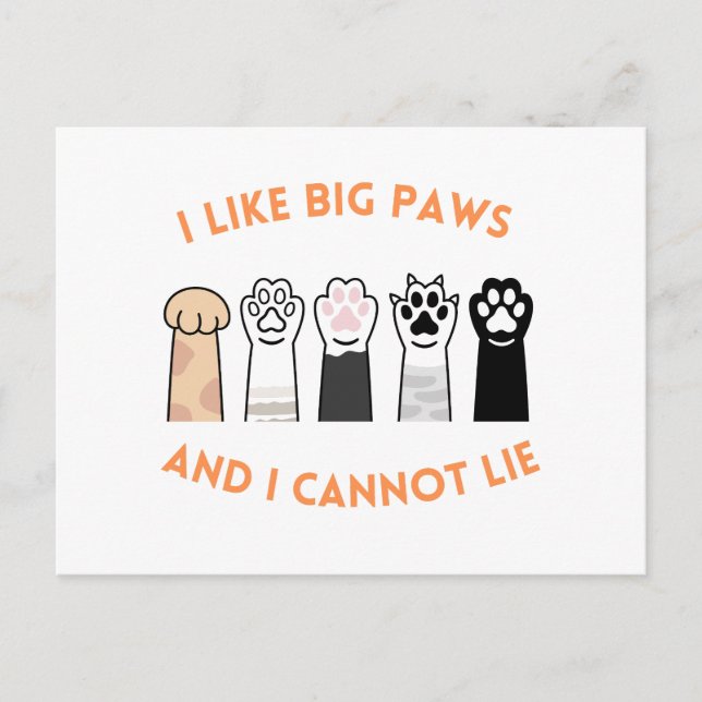 Big Paws Funny Pet Shirt Postcard (Front)