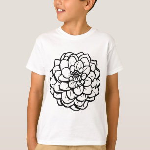 Big Pen and Ink Dahlia - Black on White T-Shirt