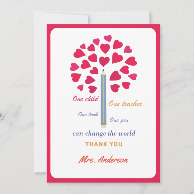 Big Pencil tree / Teacher Appreciation Thank You Card (Front)