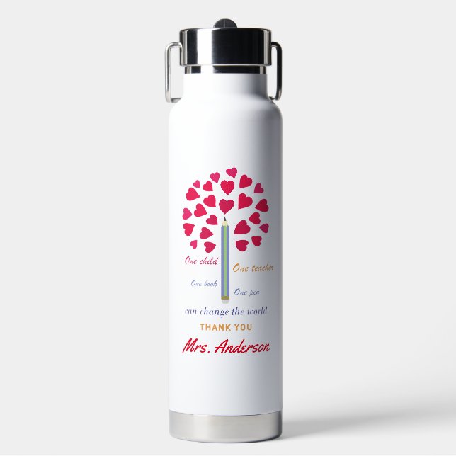 Big Pencil tree / Teacher Appreciation Water Bottle (Front)