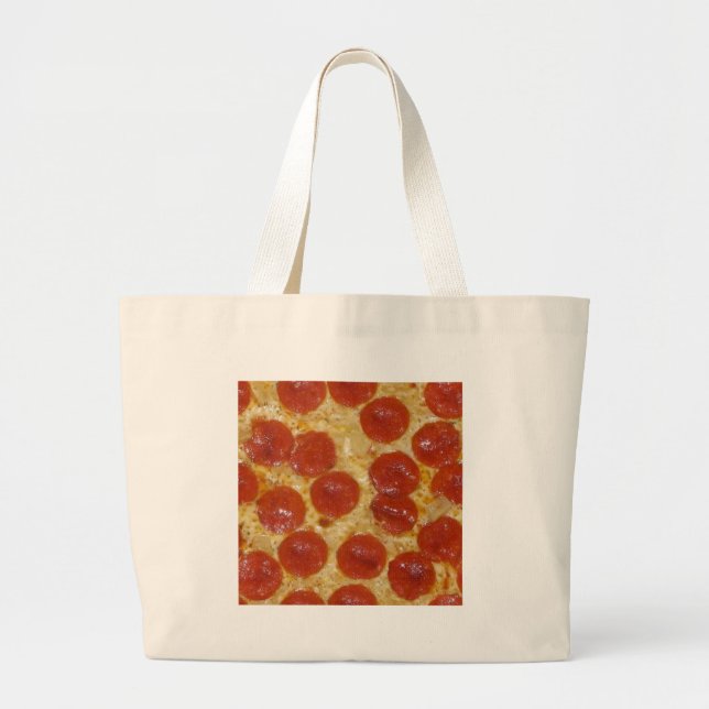 big pepperoni pizza large tote bag (Front)