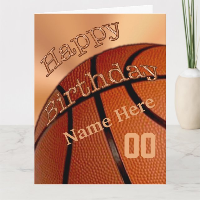 BIG Personalised Happy Birthday Basketball Cards (Front)