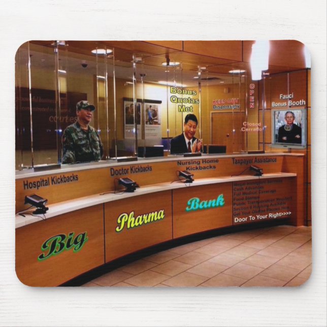 Big pharma bank heist mouse pad (Front)