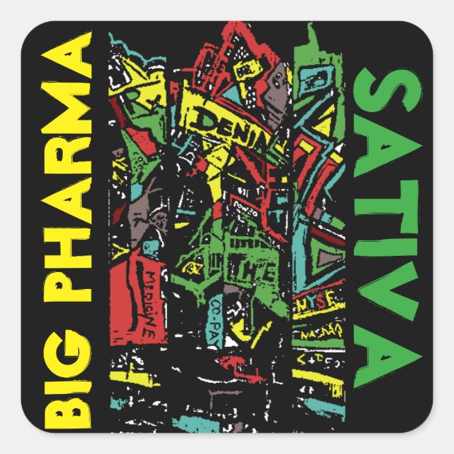 BIG PHARMA SATIVA SQUARE STICKER (Front)