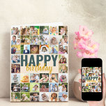 Big Photo Collage 40 Picture Personalised Birthday Card<br><div class="desc">Big Birthday Card with personalised message and photo collage. The design is lettered in oversized typography and brush script. You can also personalise the message on the inside. Upload your pictures (working in rows from left to right, top to bottom) and these will be displayed in square / instagram format...</div>