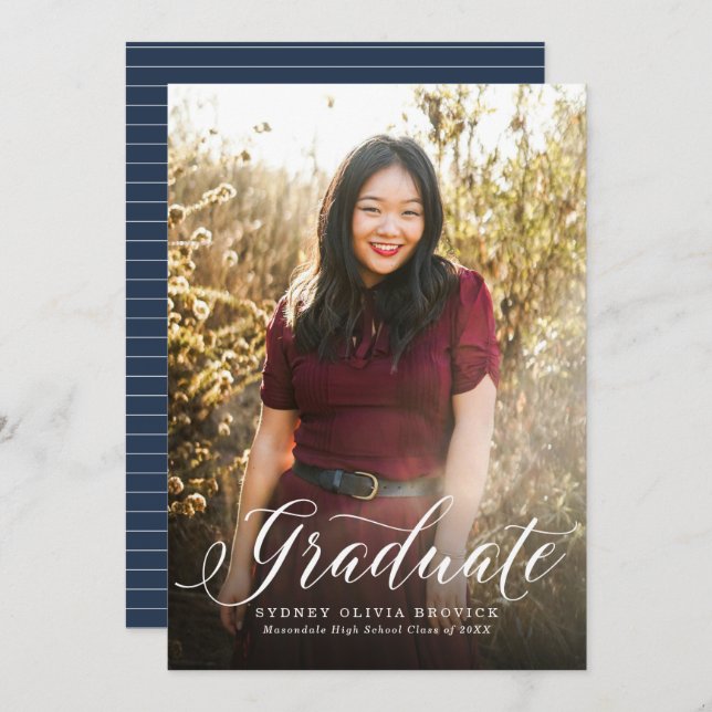 Big picture navy graduation announcement (Front/Back)