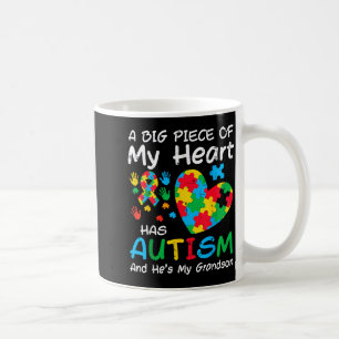Big piece heart has autism grandson awareness men coffee mug