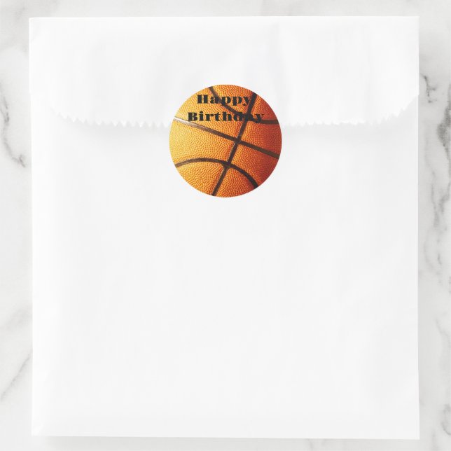 Big Pimply Orange Basketball, Birthday Classic Round Sticker (Bag)