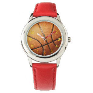 Big Pimply Orange Basketball, Kids Leather Watch