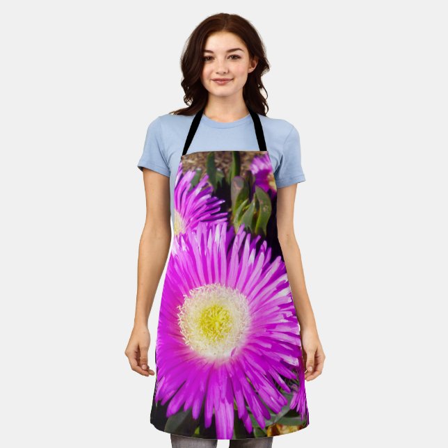 Big Pink Aussie Rambler Flower, Full Print Apron (Worn)