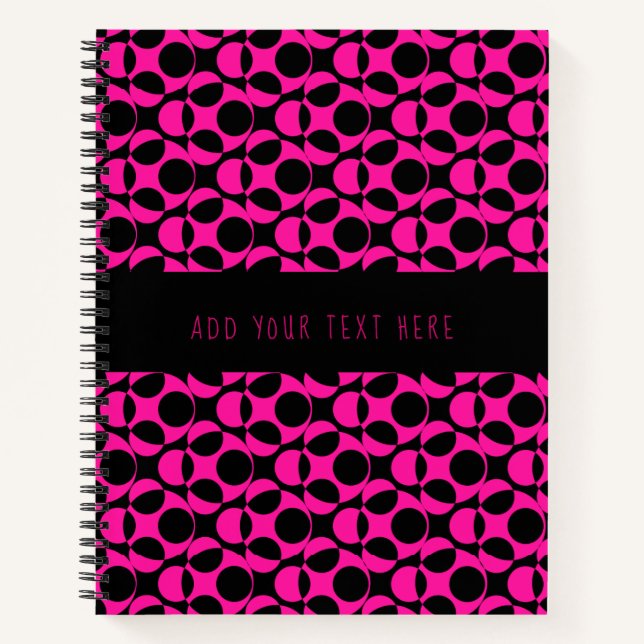 Big Pink Black Polka Dot Abstract Pattern Notebook (Front)