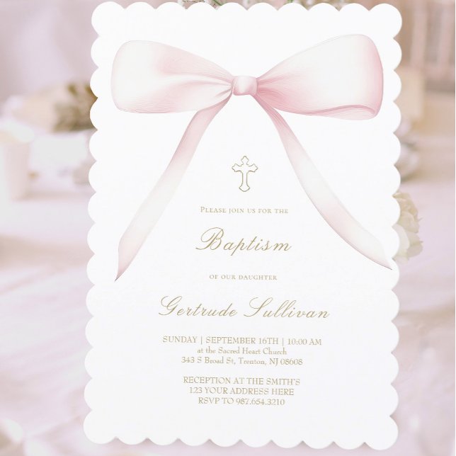 big pink bow | Baptism Invitation (Creator Uploaded)