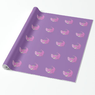 Big Pink Cartoon Shark Wrapping Paper