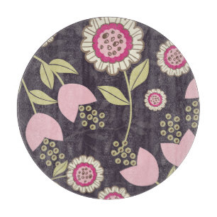Big Pink Floral Tulip Pattern Cutting Board
