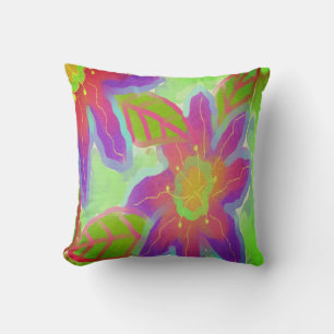 Big Pink Flowers Abstract Art Cushion