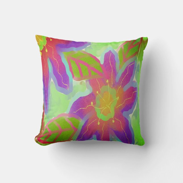 Big Pink Flowers Abstract Art Cushion (Front)