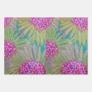 Big Pink Flowers Wrapping Paper Sheet