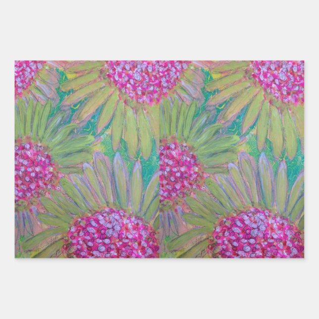 Big Pink Flowers  Wrapping Paper Sheet (Front)