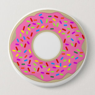 Big Pink Frosted Doughnut 10 Cm Round Badge