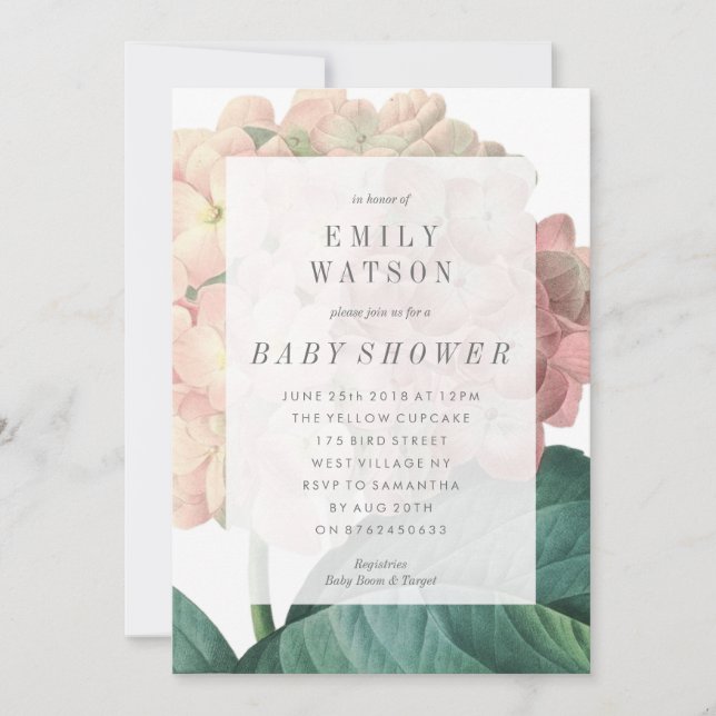 Big Pink Green Flower Baby Shower Invitation (Front)