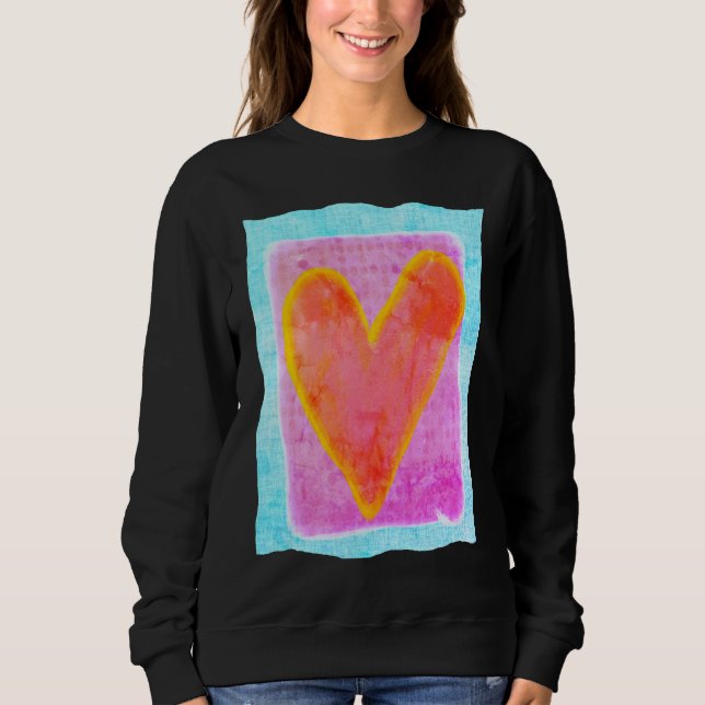 Big Pink Heart Abstract Art to Wear Sweatshirt (Front)